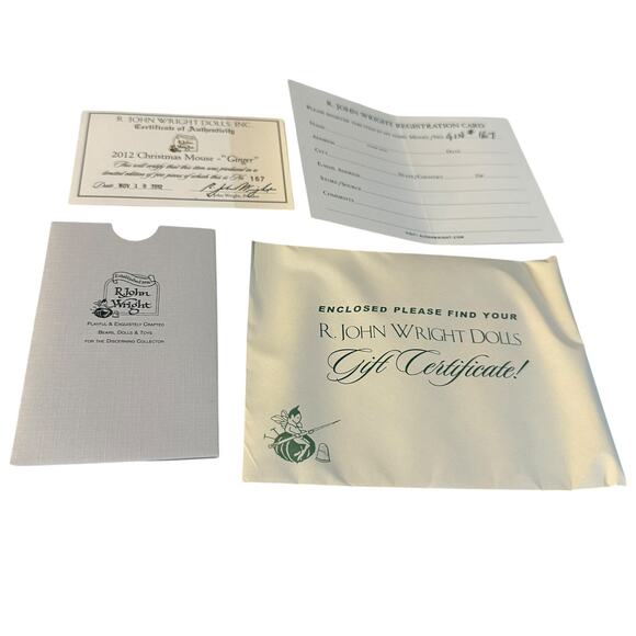 R John Wright #167 of 300 Mice Christmas Mouse - Ginger Complete Box & Cert - Picture 5 of 7